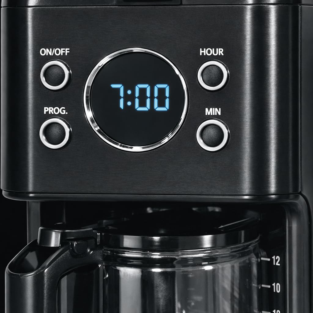 Cafetera de filtro Lake Collection - Pantalla LED, temporizador, sistema antigoteo, jarra de vidrio, filtro permanente de nailon, 1000 W - 1,5 L - Negro mate SH-CM2315
