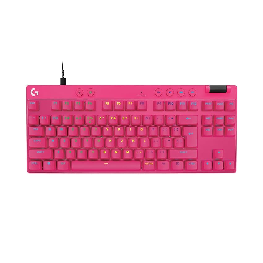 Logitech G PRO X TKL RAPID, tastiera gaming senza tastierino numerico con interruttori analogici magnetici, modalità di attivazione rapida, azionamento e RGB personalizzabile, US INT'L QWERTY-Magenta