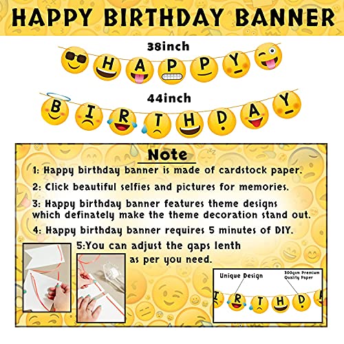 Image of Party Propz Emoji Theme Birthday Decoration Kit,Pack of 54Pcs,Smiley Birthday Theme For Kids,Smiley Balloons for Birthday Decoration,Happy Birthday Banner(Cardstock),Birthday Decoration Kit,Yellow
