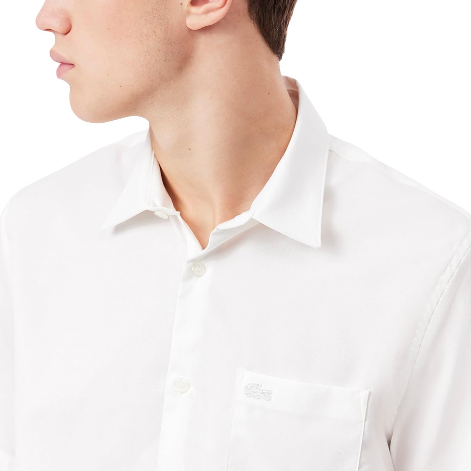 Lacoste Men's Core Regular Fit Short Sleeve Shirt, White, 40 - Image 3