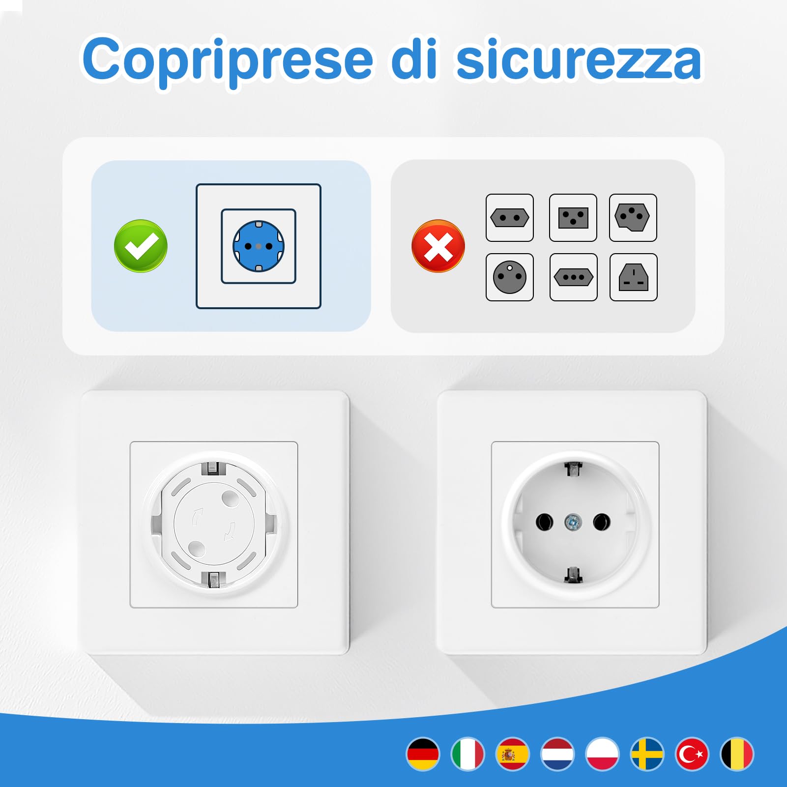 Blocco di sicurezza per bambini per prese di corrente, fornelli e altro