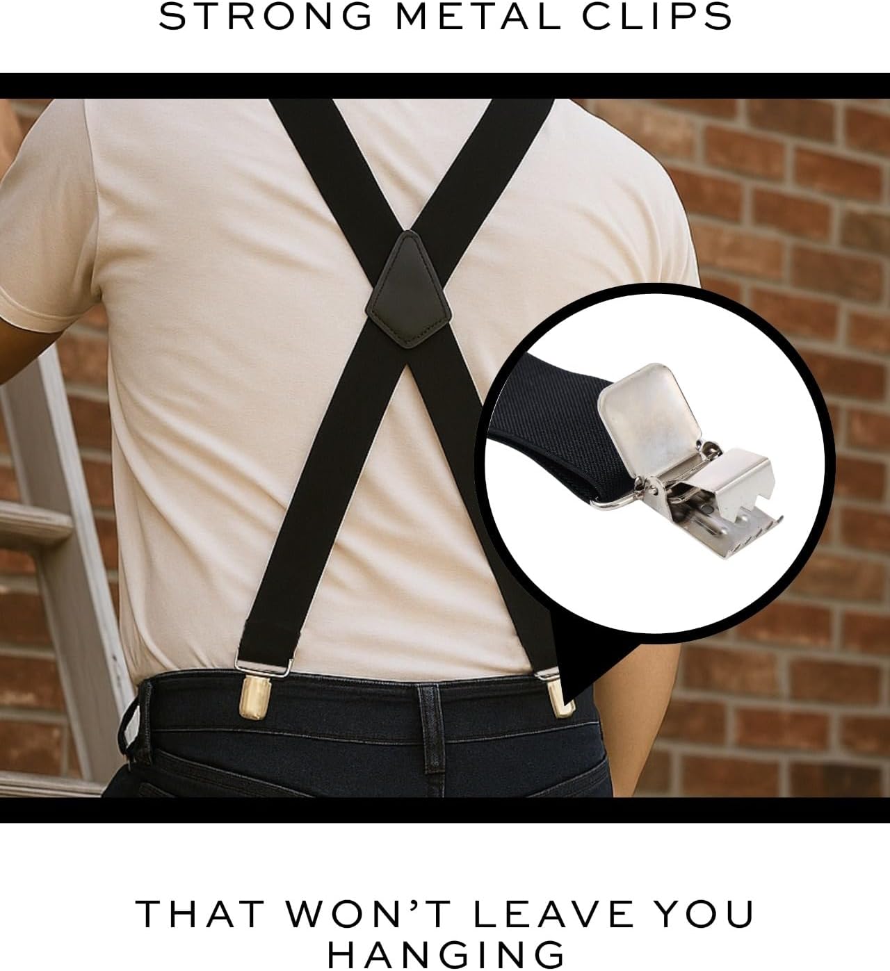 Suspenders for Men Heavy Duty - Adjustable 1.5” X-Back Men's Suspenders Tuxedo Suspender for Men