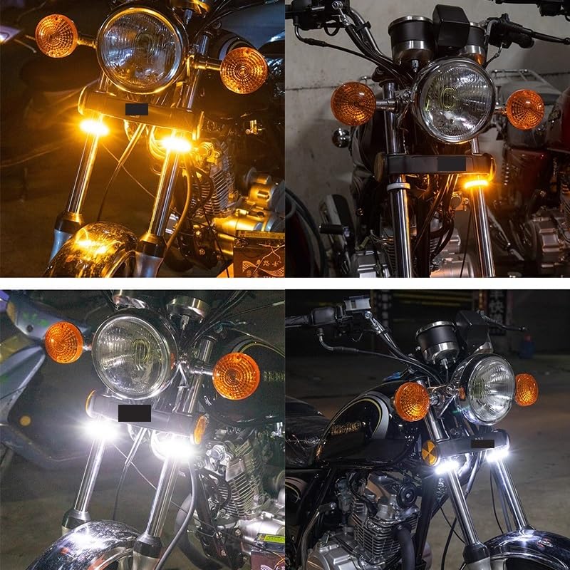 Clignotants moto ambre et feux de jour blanc 12V universels pour bande lumineuse 4pcs