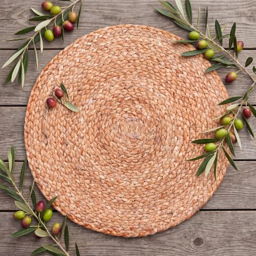 Image of Eco Crave Natural Jute Placemats Set of 20, Round Woven Table Mats, 13 Inch Rattan Charger Plates, Bulk Set for Weddings, Parties & Events