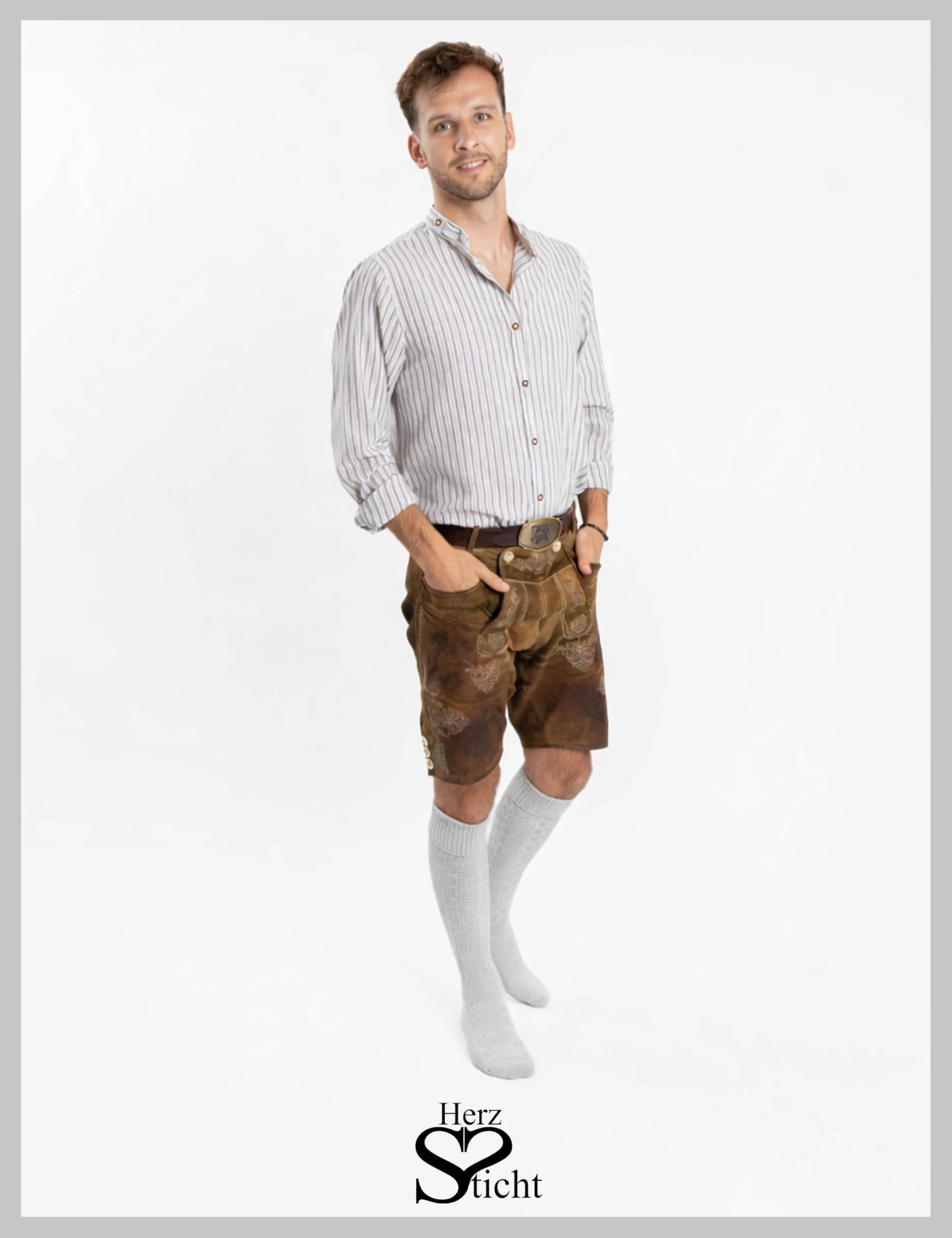 Calcetines Largos Tradicionales Bávaros para Hombre 1 par (modelo: Silberdistel)