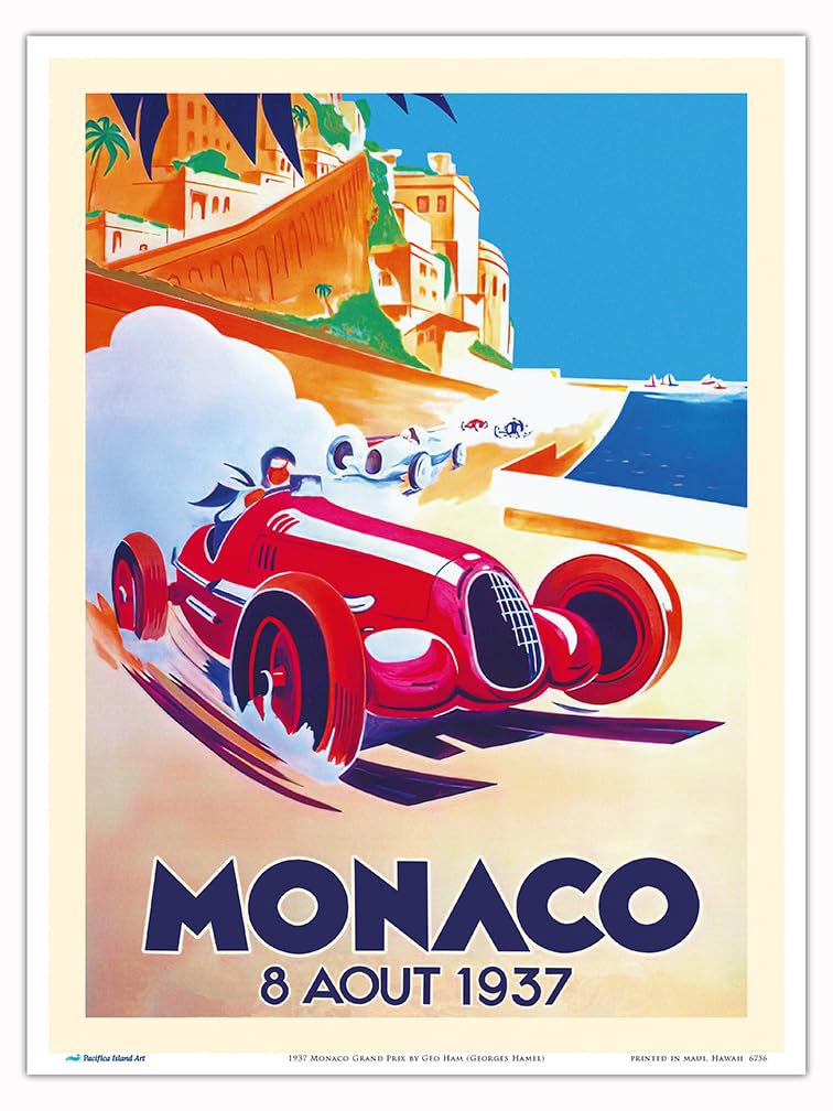 Amazon.com: 1937 Monaco Grand Prix Poster Print | Vintage Car