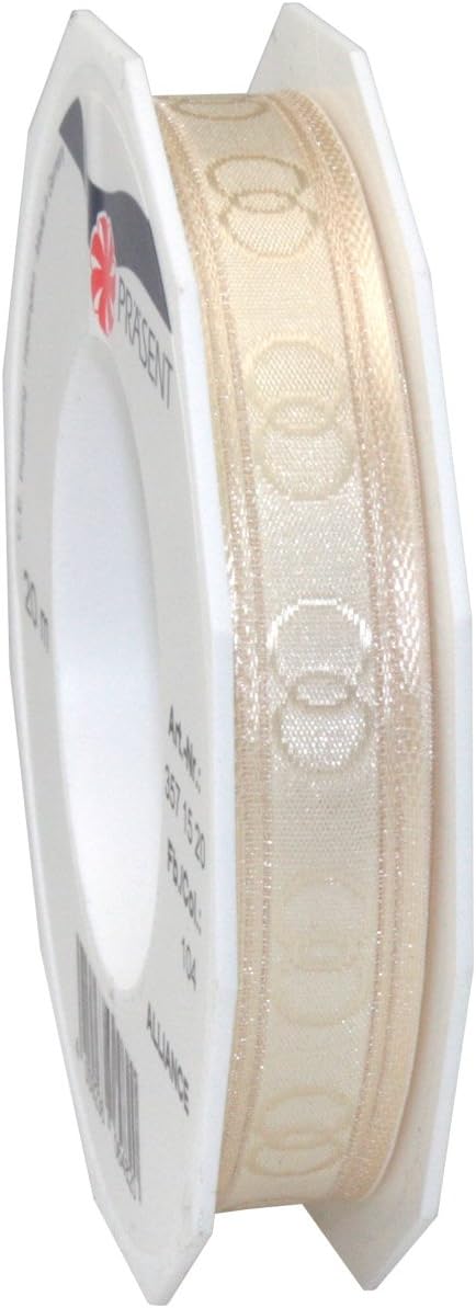 Präsent Curling Ribbon, 15 mm Width, 20 m Length, White