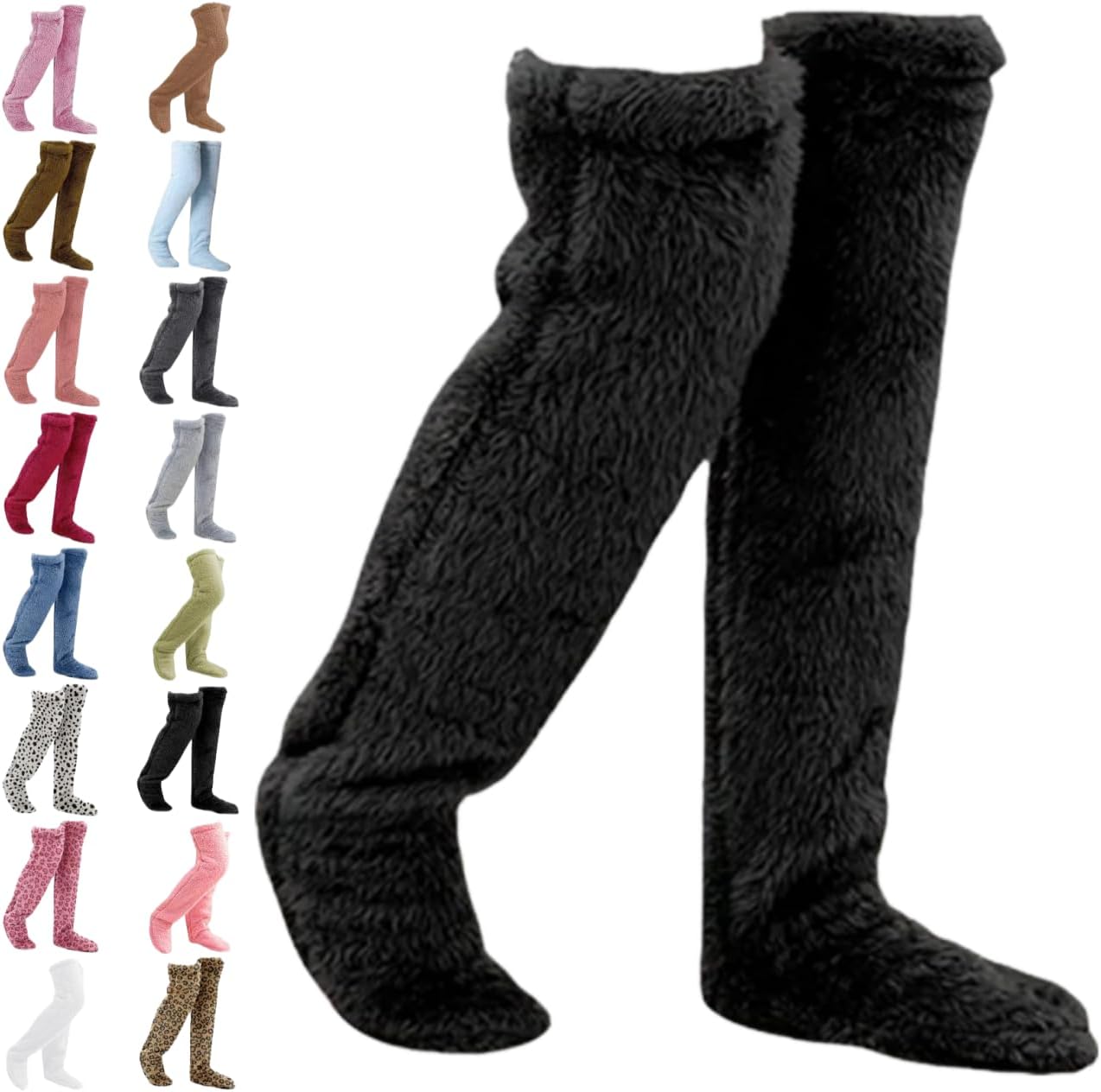 Kascool Over Knee High Fuzzy Socks Plush, Slipper Stockings