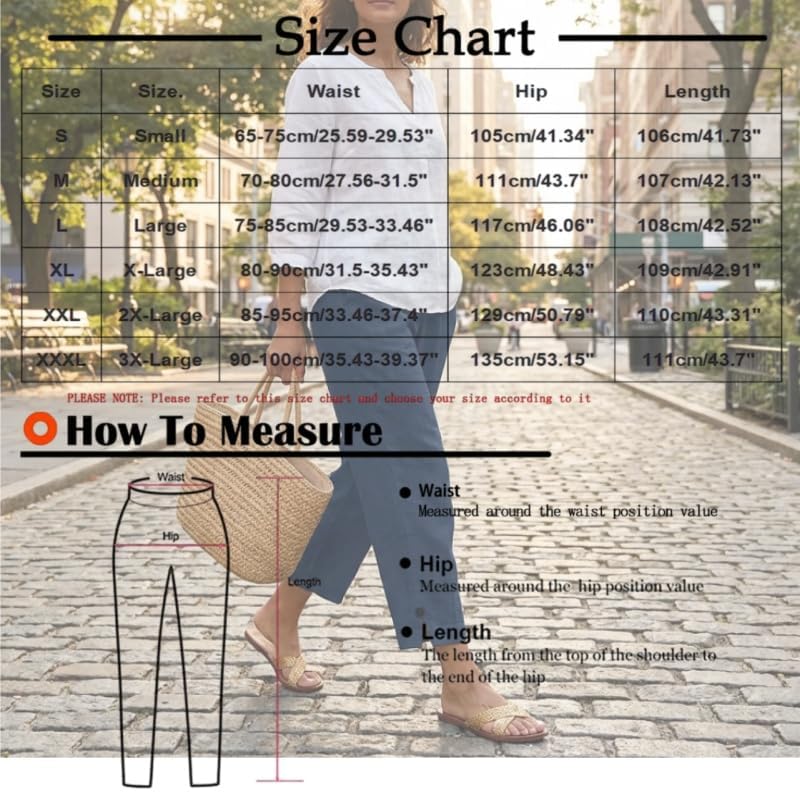 Image of Linen Pants Women 2026 Summer Beach Vacation Trousers Elastic Waist Linen Capris Pants Boho Casual Travel Pant
