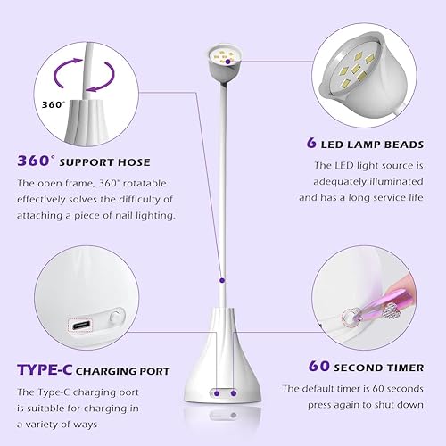 Miniatura 4 de Lámpara LED UV para uñas, mini luz UV para uñas de gel, secado rápido, secado rápido, secado rápido, lámpara UV para uñas de gel para manicura casera