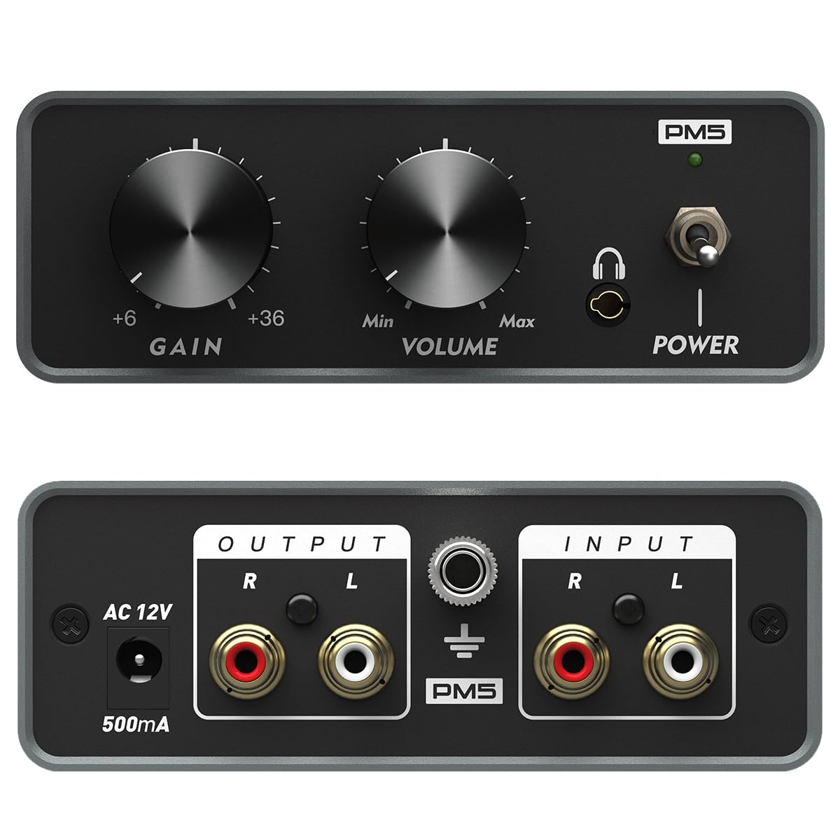 Phono Preamplificatore, Mini Preamp per Giradischi Vinile con RCA, Cuffie, Volume e Guadagno Regolabili