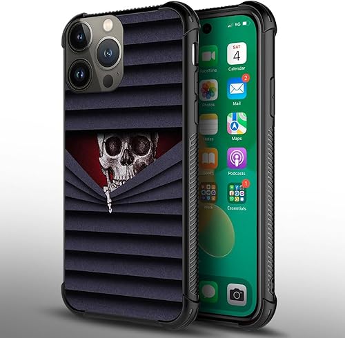 Miniatura 9 de CARLOCA Funda compatible con iPhone 15 Pro Max, funda con diseño de calavera negra para iPhone 15 Pro Max, ultra protección, a prueba de golpes, de