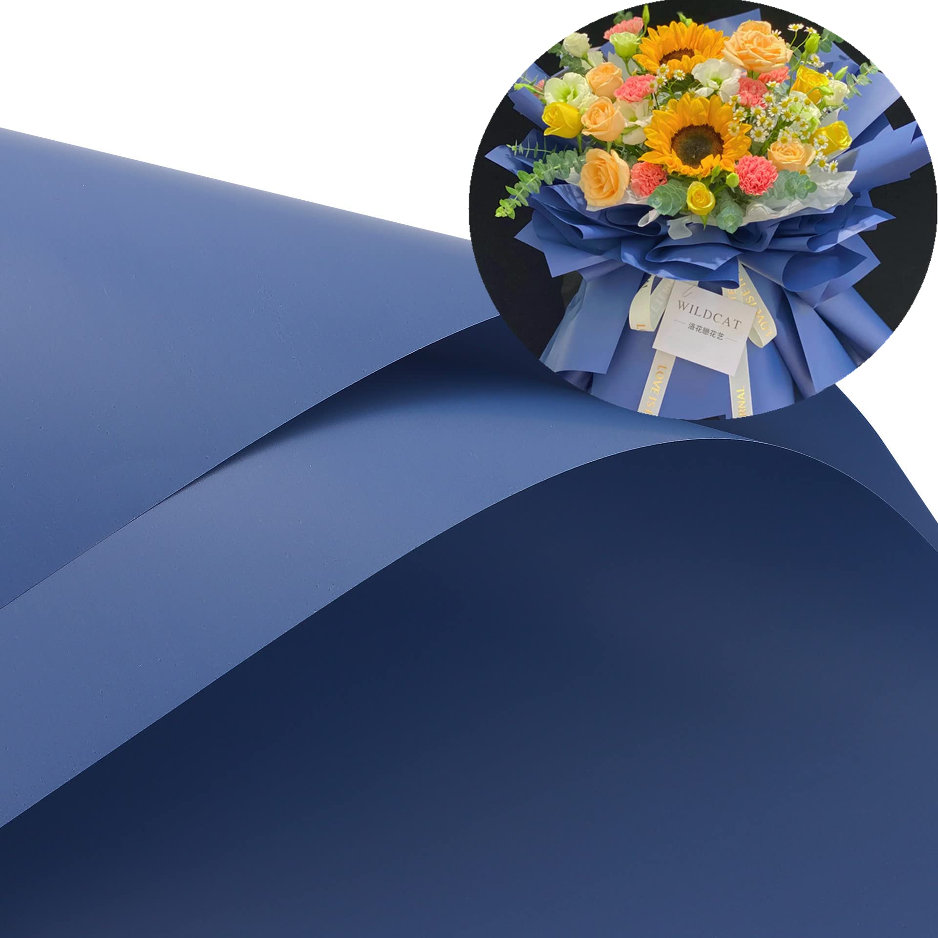 XICHEN20 Sheets/Korean style waterproof Colors Flower Wrapping Paper,Florist Bouquet Paper,DIY Crafts,gift wrapping paper ouya paper58 x 58cm/22.8x 22.8 inch (Blue)