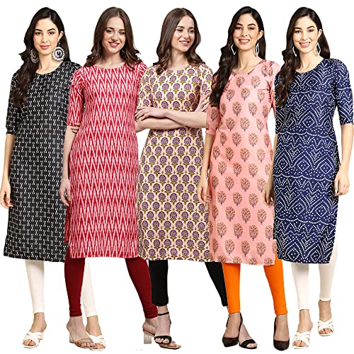 Image of Pinkmint Women's Crepe Digital Print Straight Kurta (D-353-345-369-360-370)