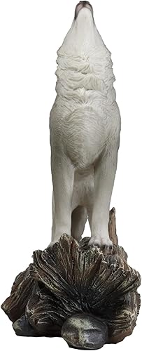 Vista 5 de Ebros Gift Gran estatua de lobo gris alfa aullando gritos de la noche, 12 pulgadas de alto, misteriosa luz de la luna, lobos rezando, colección