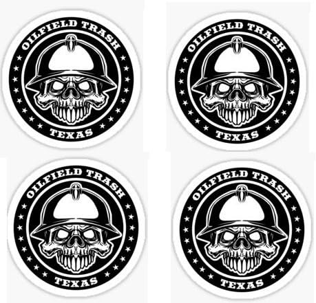 4 pcs Oilfield Trash Construction Worker Texas, Hard Hat Sticker Decal, Helmet Label Funny