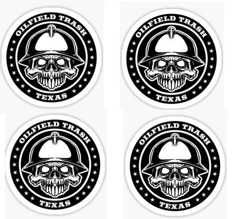 4 pcs Oilfield Trash Construction Worker Texas, Hard Hat Sticker Decal, Helmet Label Funny