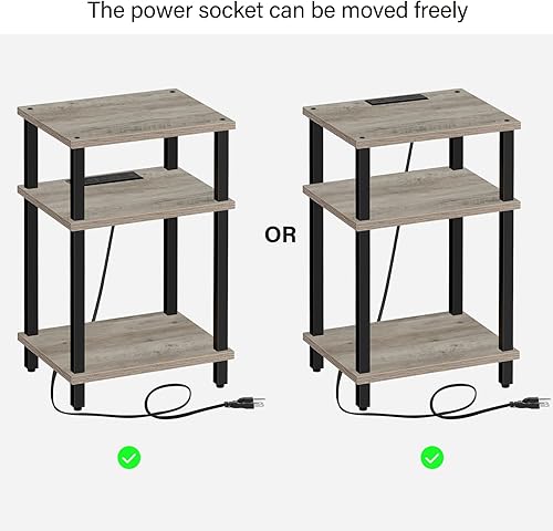 Miniatura 15 de TUTOTAK Juego de 2 mesas auxiliares, mesa auxiliar, mesita de noche, estante de almacenamiento de 3 niveles, mesa de sofá para espacio pequeño