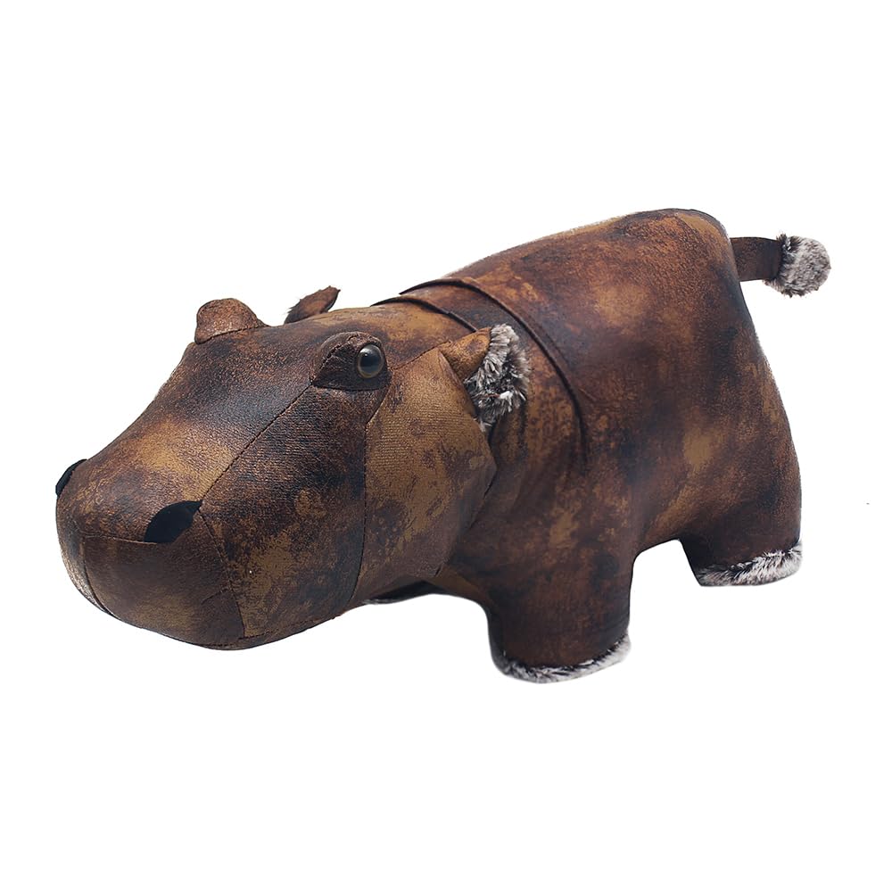 Tamersgifts Brown Hippo Doorstop Assorted Doorstop Door Stop Stopper Filled Heavy Doorstop Faux Leather Novelty Wedge (Brown Hippo Doorstop)