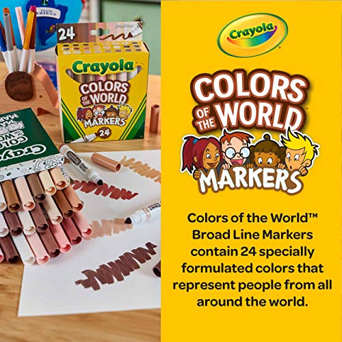 Image of Crayola Colors of the World Markers - 6 Pack (24ct), Bulk Skin Tone Marker Set for Kids, Art Marker, Classroom Must Have, Ages 3+