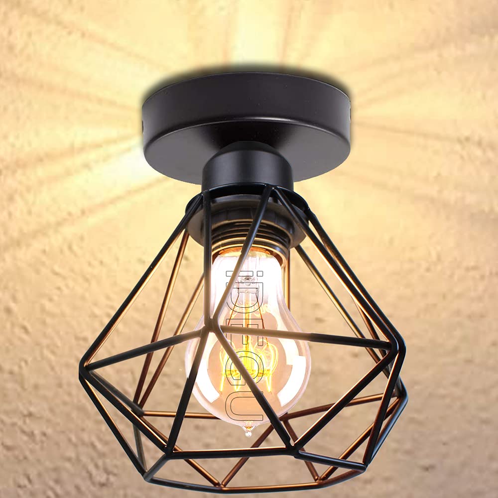 IDEGU Deckenleuchte Aus Eisen – Retro Käfig-Design, 15 Cm, E27, Für Küche, Flur, Café