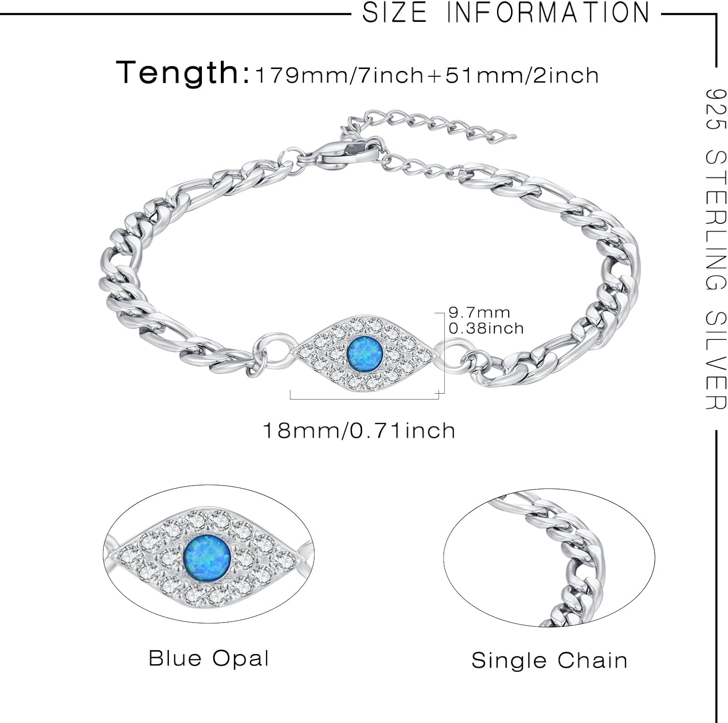 Dolphin/Mermaid/Turtle/Killer Whale/Owl/Eye of Horus/Scottish Thistle/Moon Star Bracelet 925 Sterling Silver Birthday Christmas Gifts Bracelets for Women Mom Wife