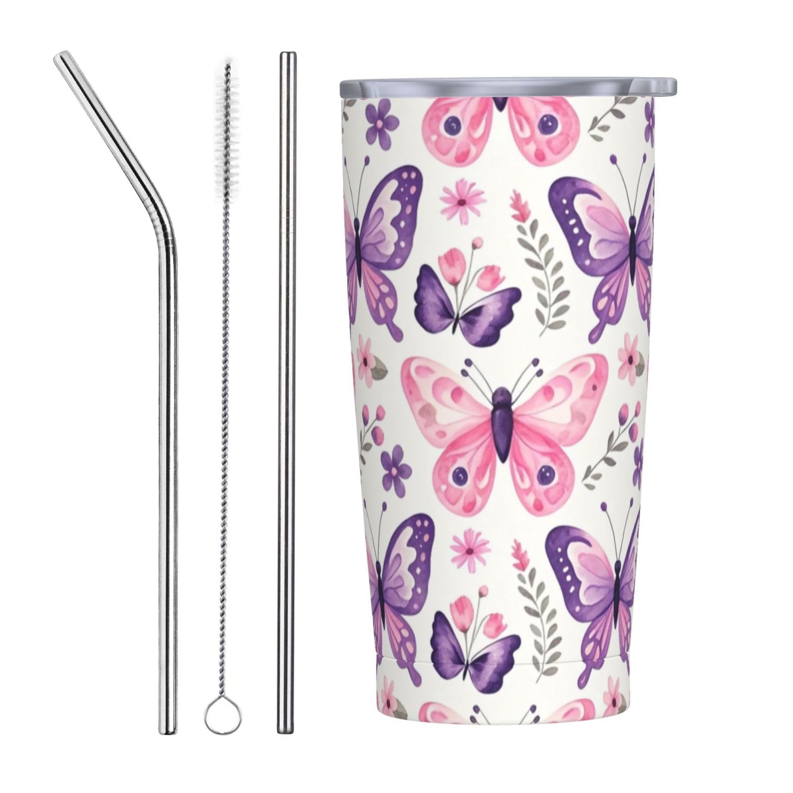 Mug isotherme étanche 590 ml en acier inoxydable papillon pour le sport
