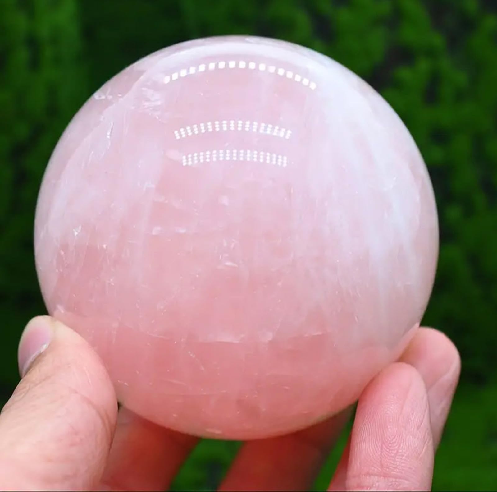 AARTERZZA Rose Quartz Crystal Spheres Magic Ball Ornament with Wood Stand for, Scrying,Decoration,Feng Shui Stone,7.5~8cm