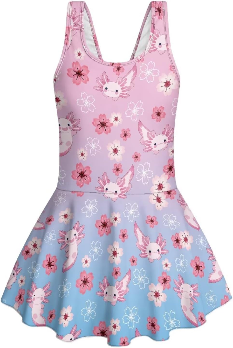 Girls One Piece Swimsuit with Skirt Bathing Suit Summer Swim Dress Swimswear 3-13Y