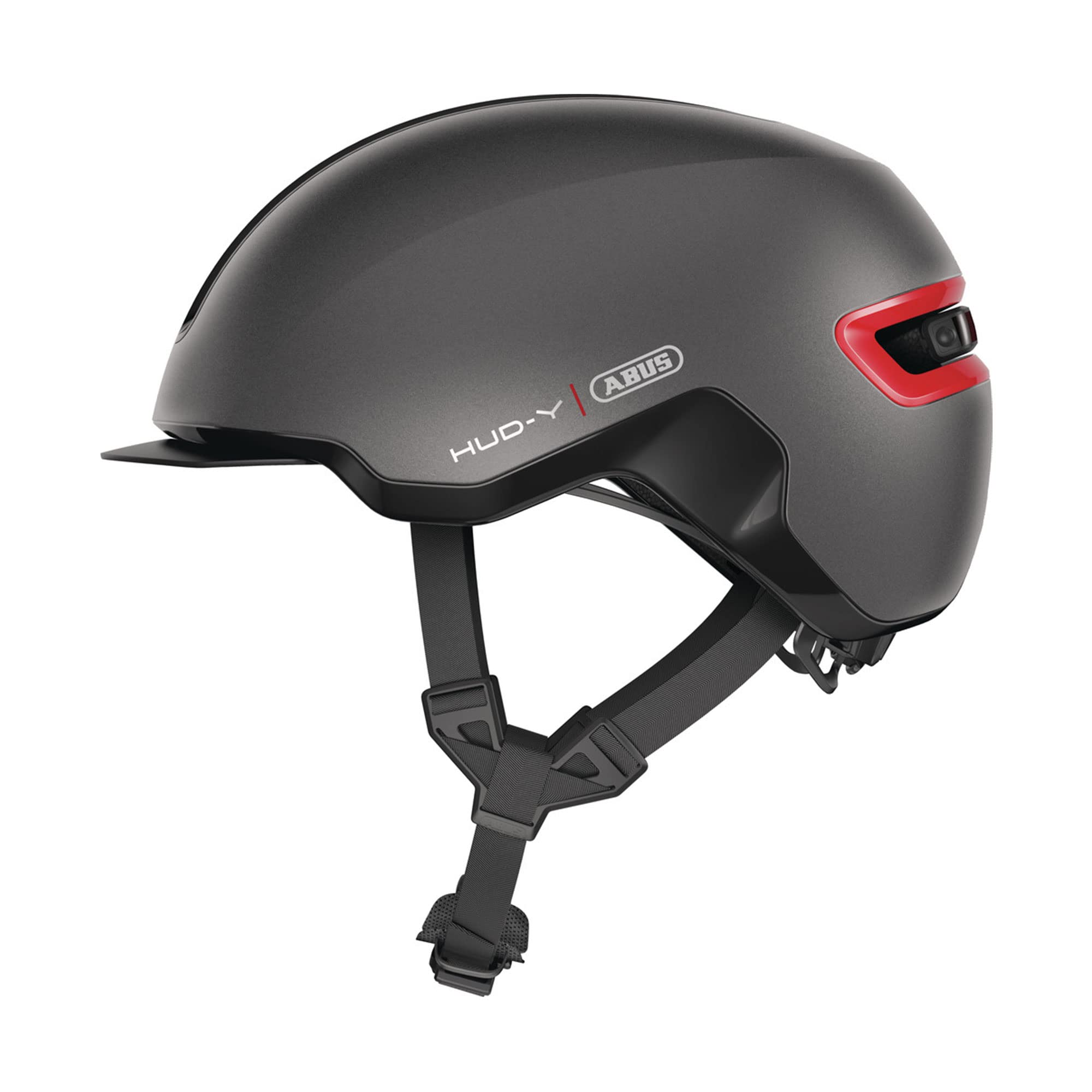 ABUS Casco da bicicletta HUD-Y - con luce posteriore LED magnetica ricaricabile e chiusura magnetica - Casco urbano elegante per l'uso quotidiano - per uomo e donna