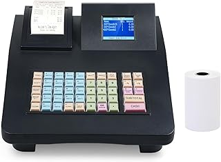 Irfora Caixa registadora eletrónica com 48 Teclas Ecrã Duplo Programa Simples Grande Capacidade com Suporte para Impressora Térmica de 58 mm Porta RS232/USB Adequado para Pequenas Empresas Restaurante