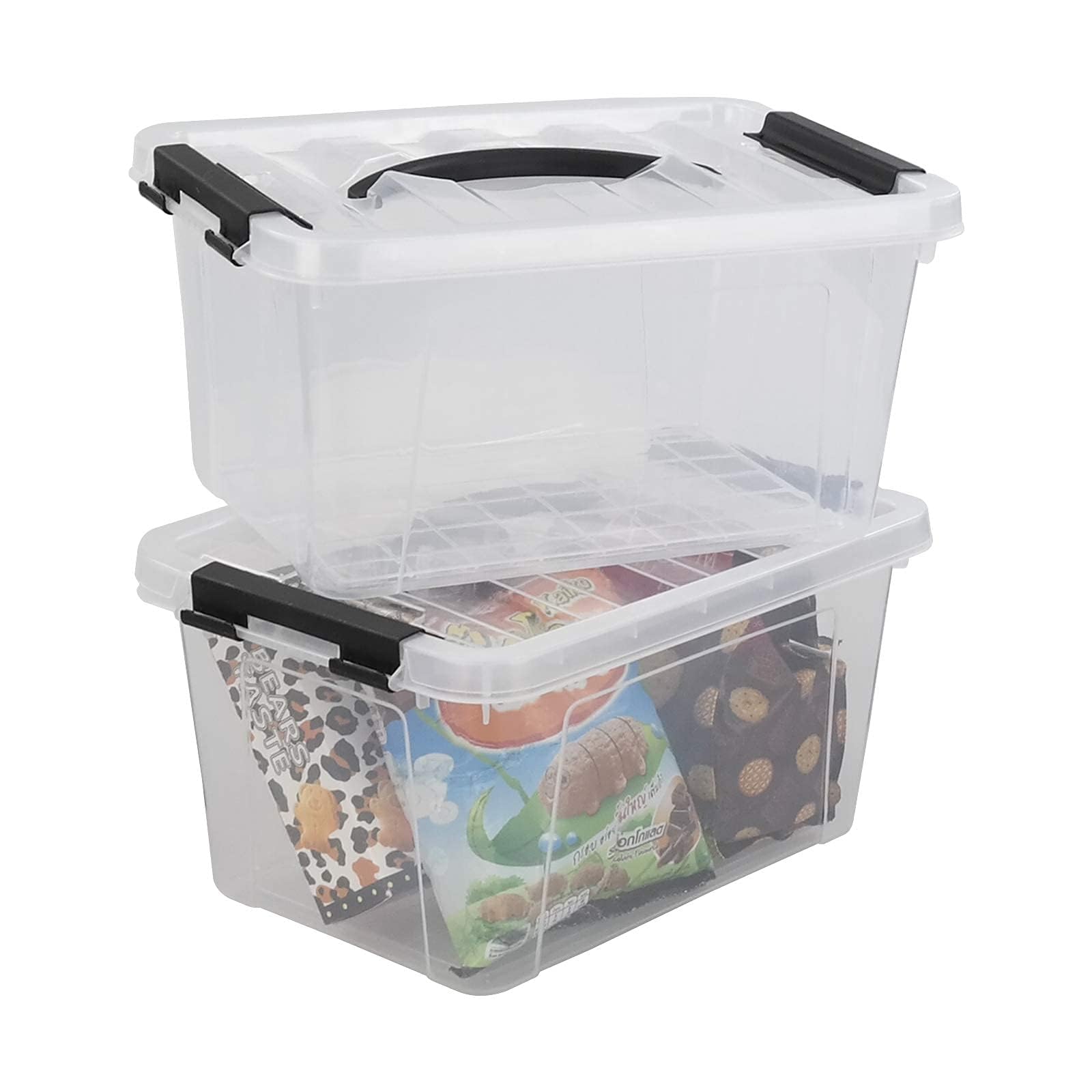 6 L Transparente Aufbewahrungsbox mit Deckel und Griff, 6 Stück