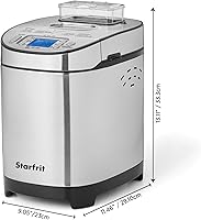 Vista 4 de Starfrit Máquina eléctrica para hacer pan, mocasines de 2 libras, sartén extraíble antiadherente, dispensador automático de tuercas, 13 programas