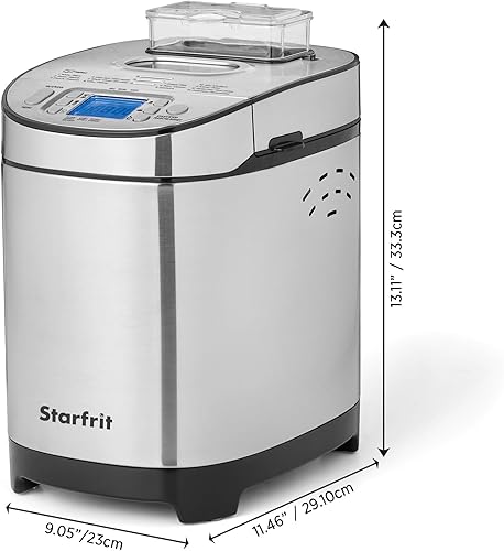 Miniatura 4 de Starfrit Máquina eléctrica para hacer pan, mocasines de 2 libras, sartén extraíble antiadherente, dispensador automático de tuercas, 13 programas