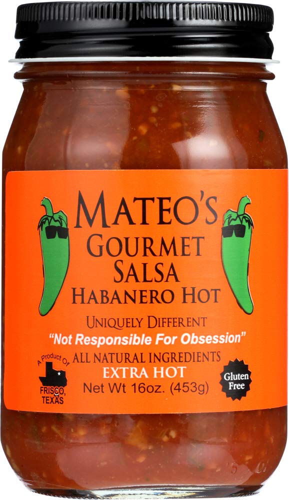 Mateo's Gourmet Salsa Habanero Hot, Extra Hot 16 Oz (Pack de 2)