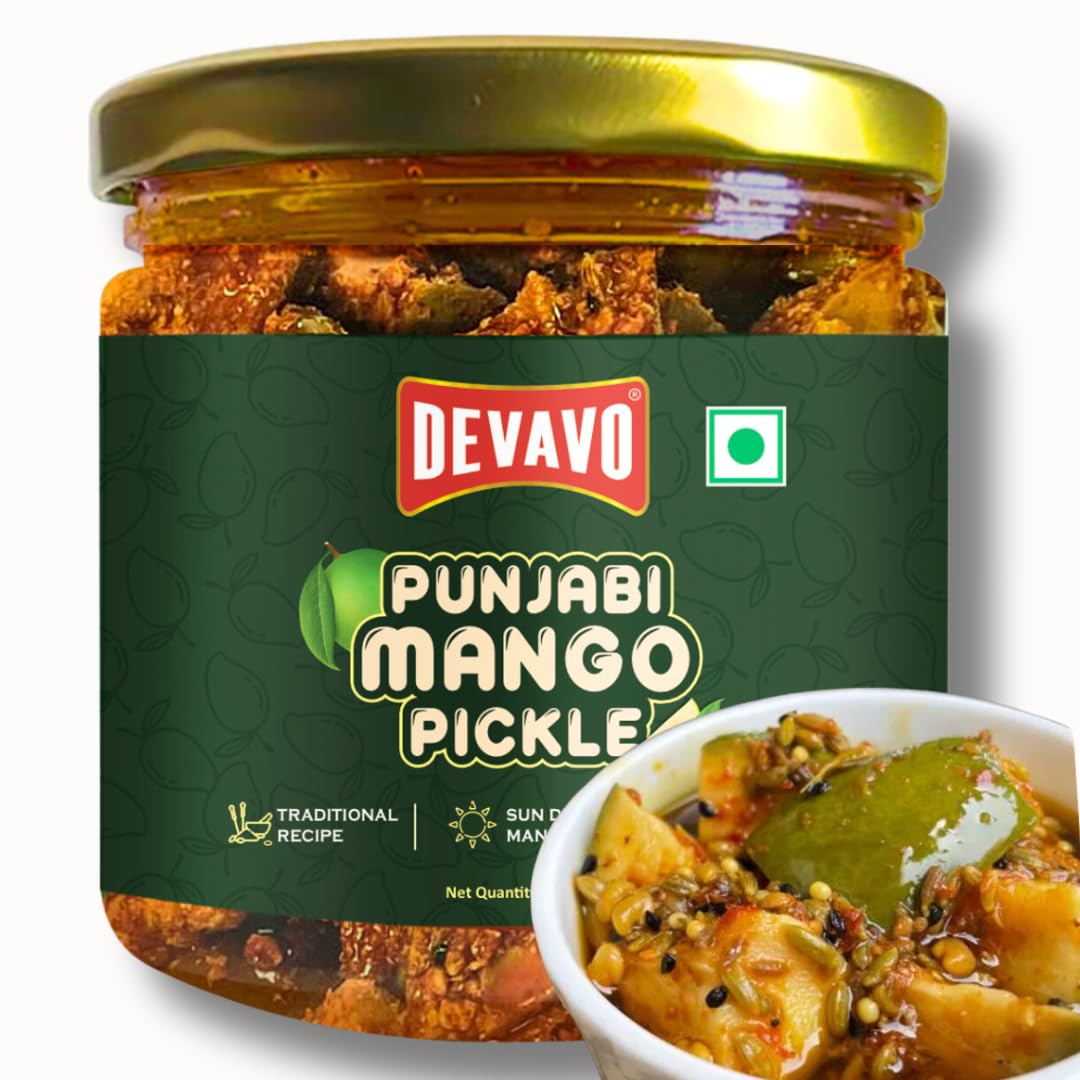 Devavo Punjabi Mango Pickle 250 g | Handmade with Love | Traditional Recipe | Sun Dried Mangoes | No Artificial Colour & Flavour (250 g)