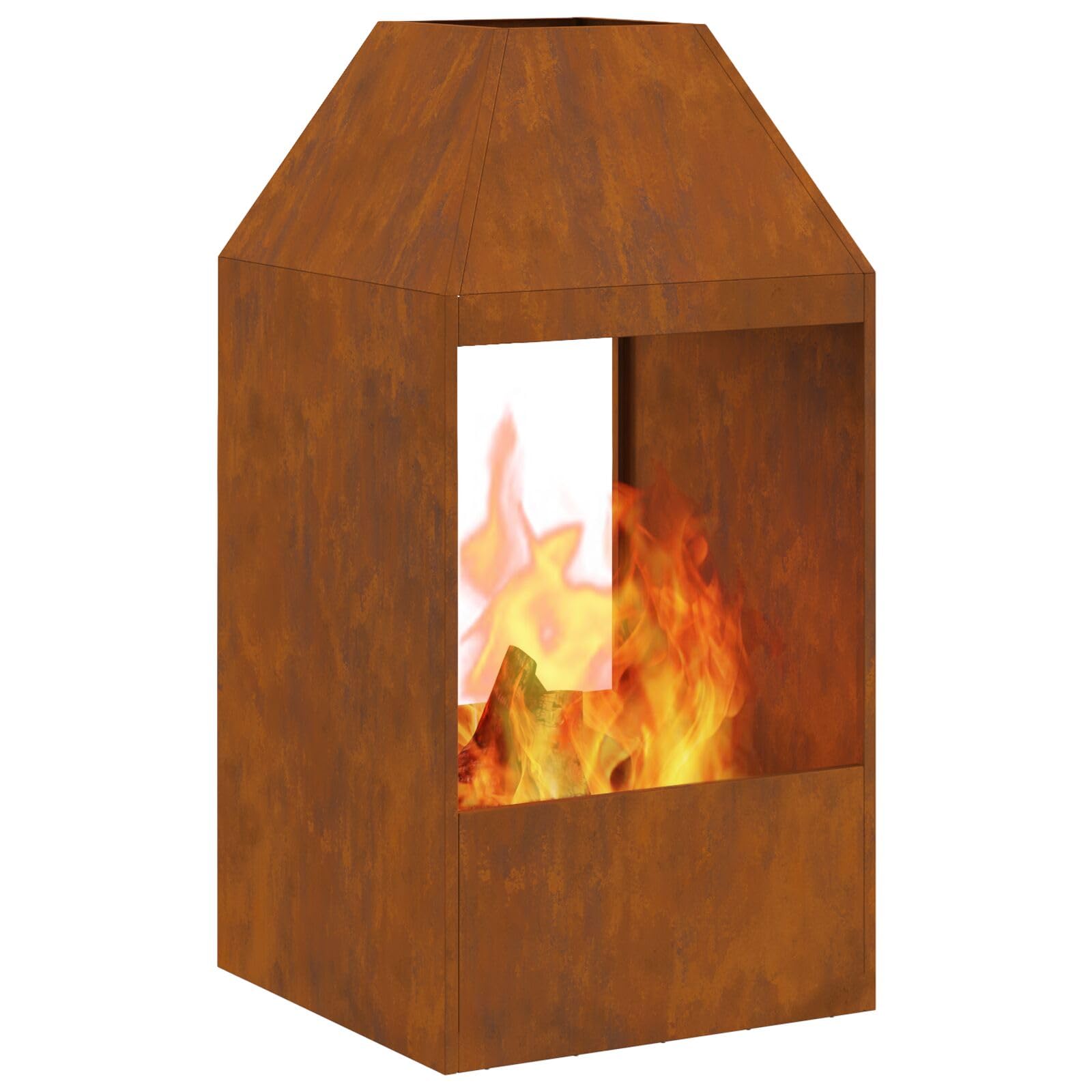 Palenisko ze stali corten 50x50x100 cm - 858989