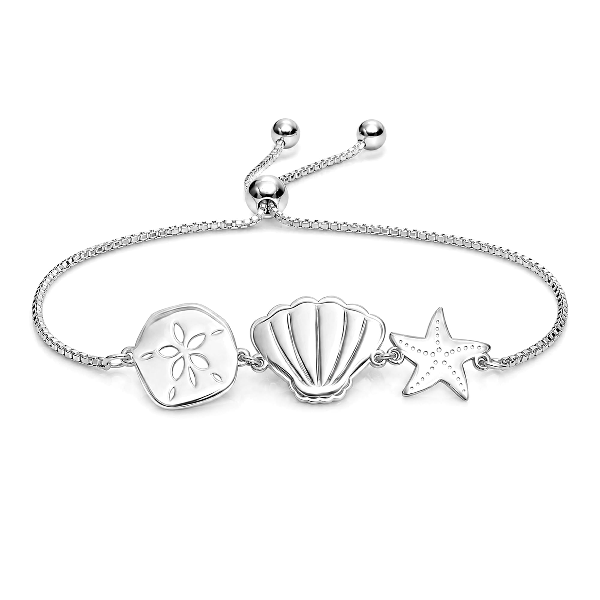 LeCalla 925 para mujeres Pulsera ajustable de plata de ley con bolo deslizante y adolescentes