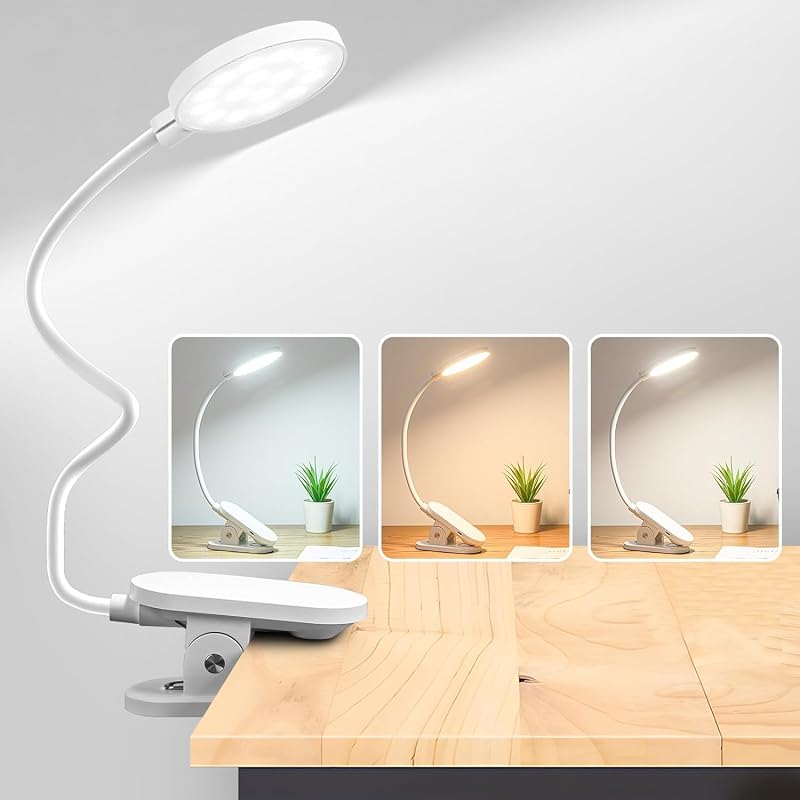 Mefine Olvasólámpa Csiptetős 20 LED Érintéses Szabályozás 3 Fényerő 3 Színhőmérséklet USB Tölthető Hajlékony Nyak Asztali Ágylámpa