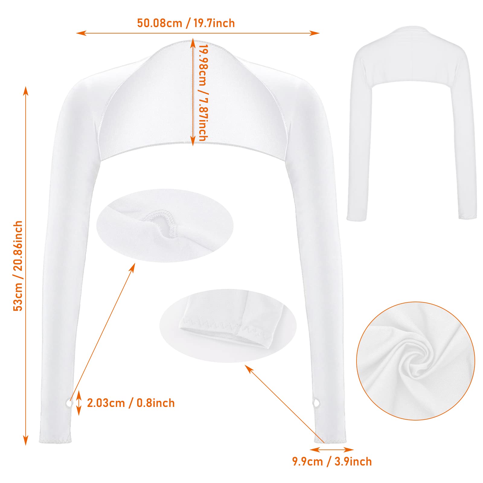ASTER 2 Stück UV Schutz Bolero Schal Arm Armmanschette Kühlschal Armmanschettes Fingerlöcher Sonnencreme Cooler Shrug Armmanschette Schwarz Weiß