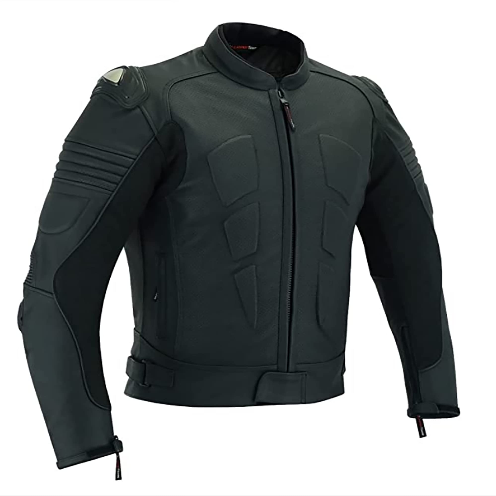 Mens Motorcycle leather jacket Perforated armoured with external armours MBJ-01A