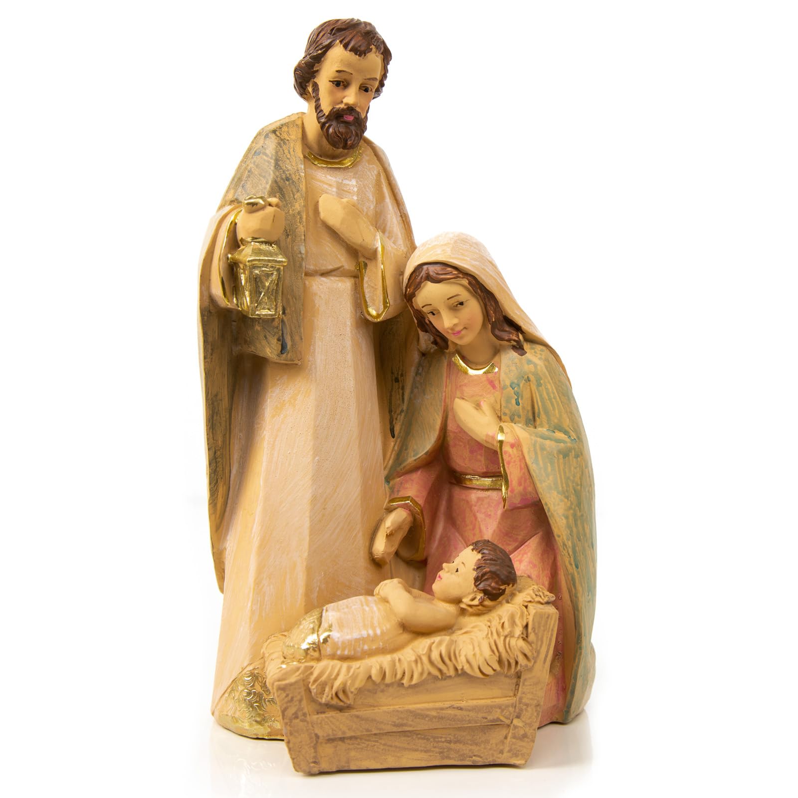 Logbuch-Verlag Moderna statuetta decorativa per presepe, Maria, Giuseppe, Gesù, 24 cm