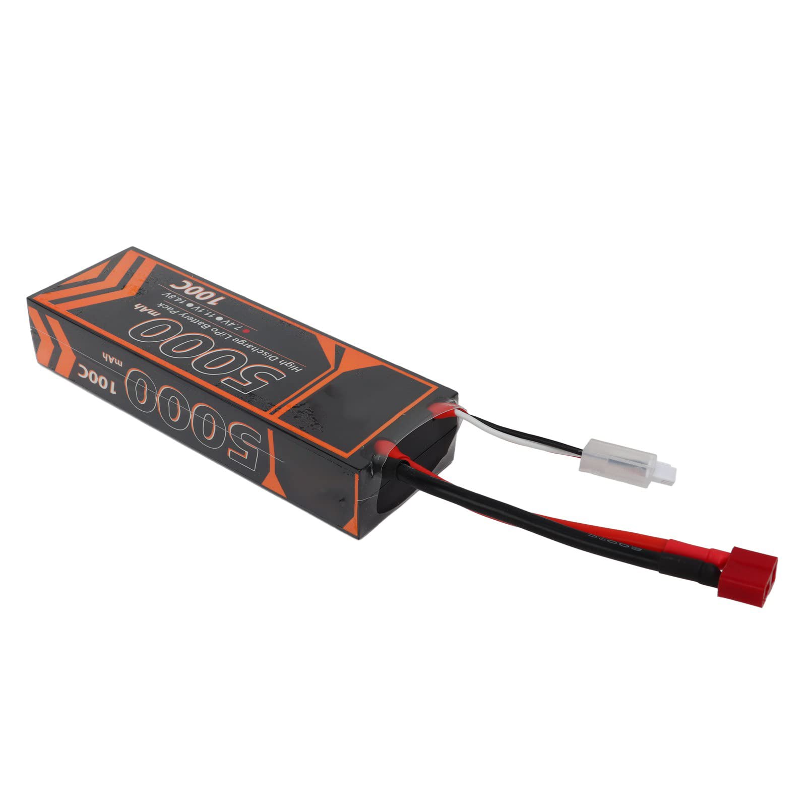 aqxreight Batteria Lipo RC Rigida da 7,4 V 5000 MAh 2S 100C con Spina Rossa a Forma di T per Auto RC Ad Alta velocità Droni Crawler Modelli da Corsa