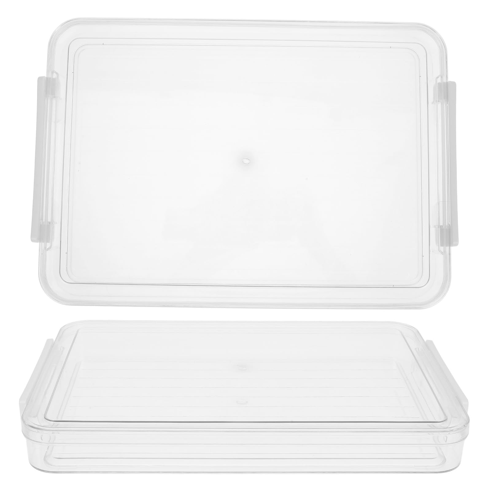 Organizer per Documenti Scatola in Plastica Trasparente 2 Pezzi Impilabile Maniglia per Archiviazione Documenti e Cancelleria