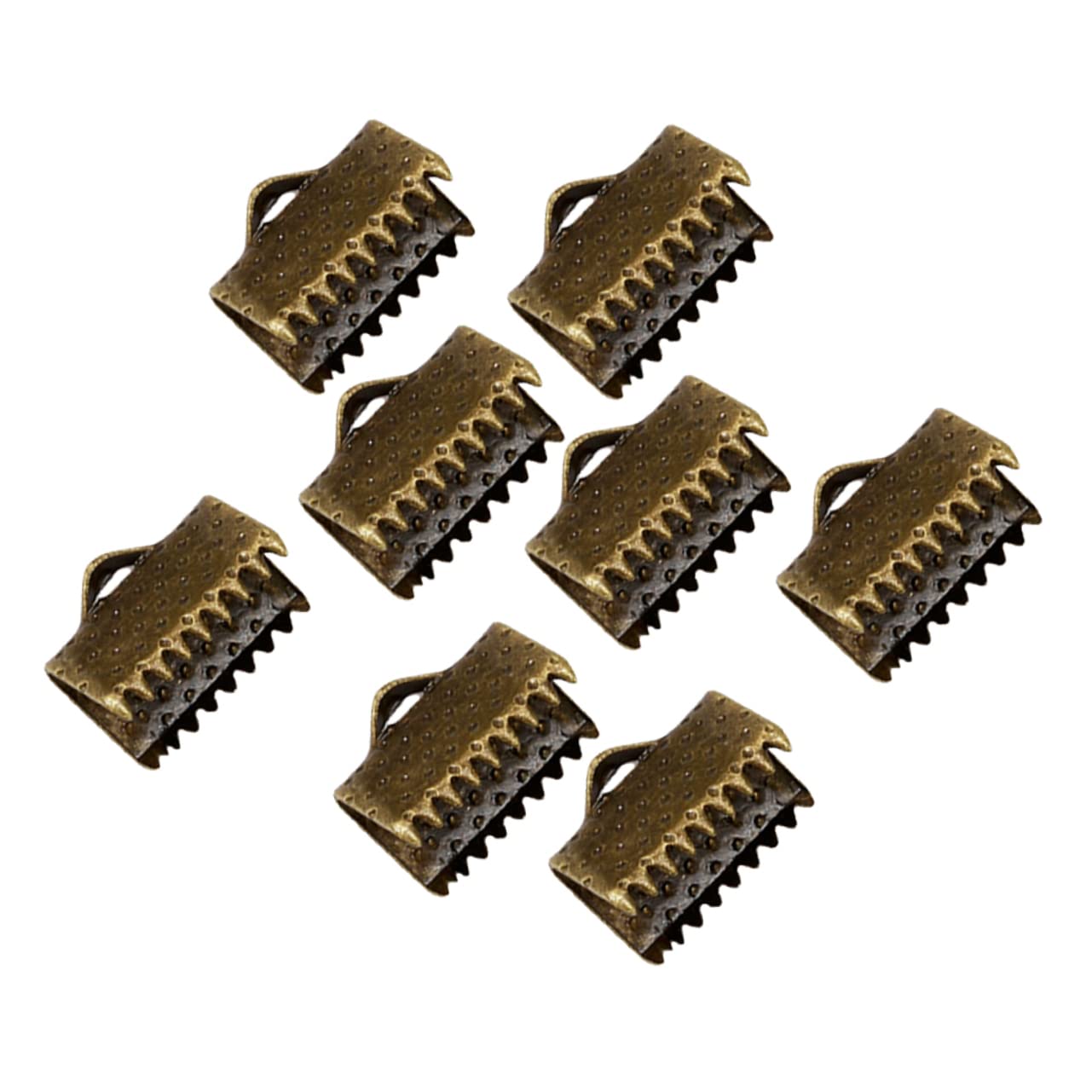Gogogmee 100pcs 1.6cm Plated Ribbon Ends Metal Fastener Clasps for Jewelry Making DIY Accessory Kit Crimp End Clamps Buckles