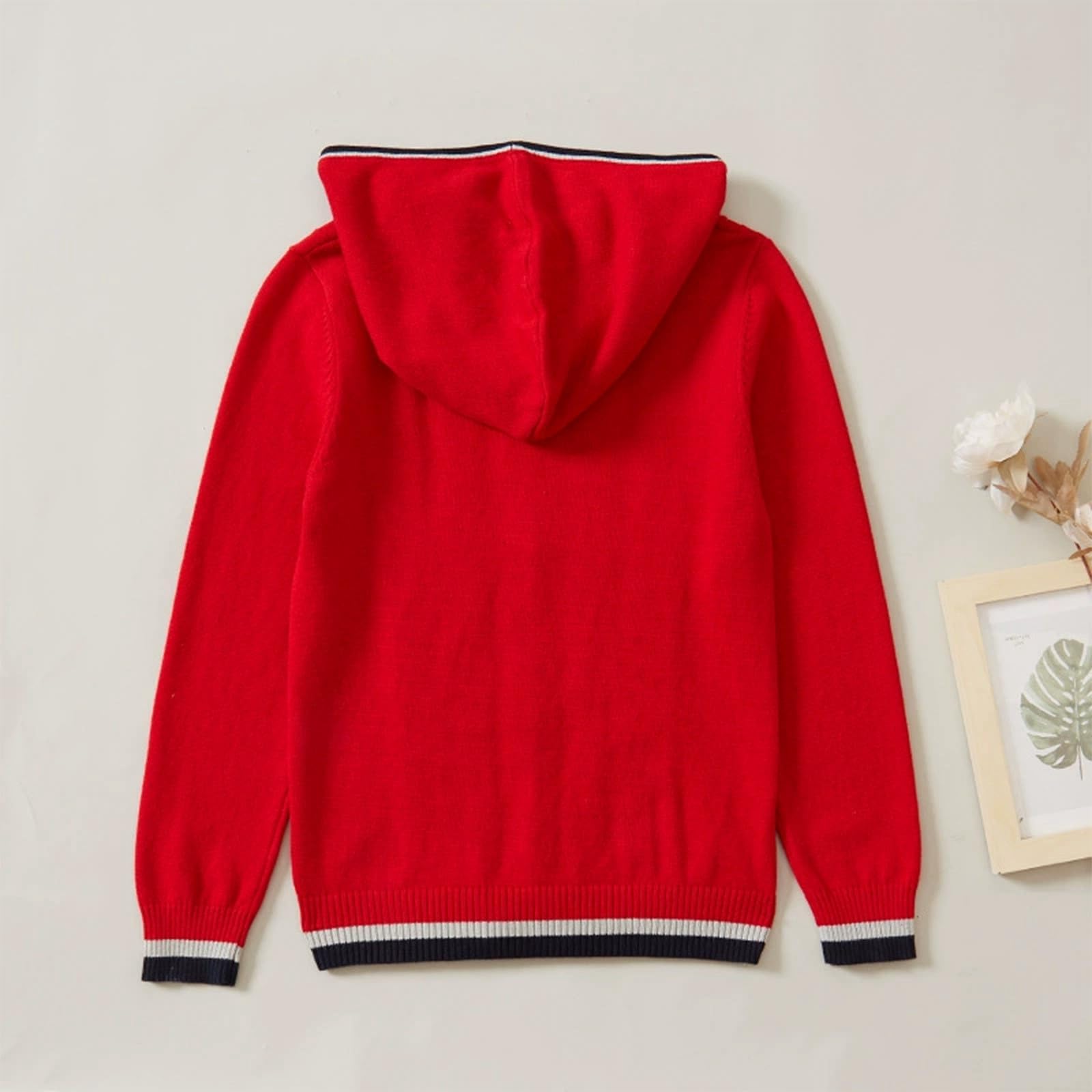 Generisch Maglione da scuola per ragazzi con chiusura lampo, cardigan per adolescenti, caldo, a maniche lunghe