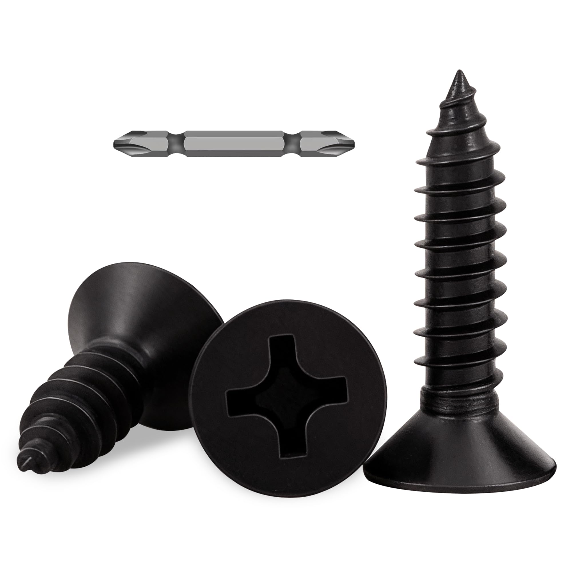 400 Pcs Black Drywall Plasterboard Screws M3.5x16mm Drywall Screws Coarse Cement Board Decking Exterior Wood Screws Phillips Drive with Bit Black Wood Screws for Drywall Sheetrock Wood and Furniture