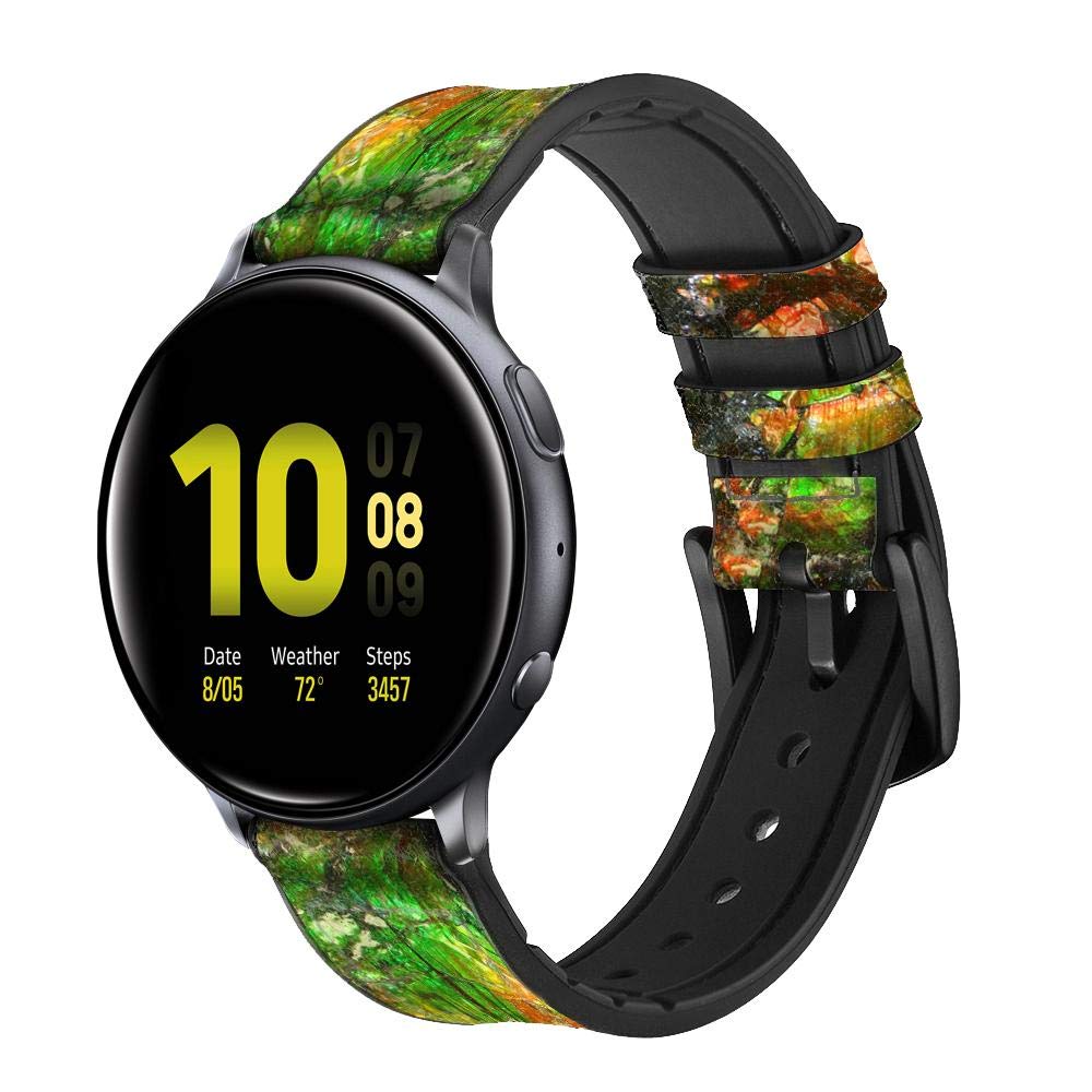 Innovedesire Ammonite Fossil Correa de Reloj Inteligente de Cuero y Silicona para Samsung Galaxy Watch, Watch3 Active, Active2, Gear Sport, Gear S2 Classic Tamaño (20mm)
