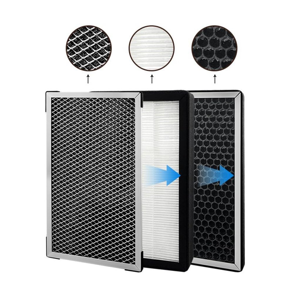 Rechteckiger Luftfilter mit HEPA und Aktivkohle zur Rauchstaubentfernung, mehrschichtiger Luftauslasssiebfilter für den Heimbürogebrauch, S 305 x 185 mm