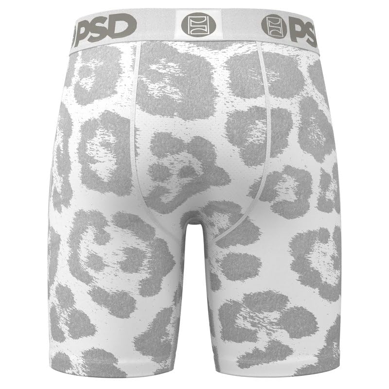 PSD Mens Boxer Briefs - Snow Leopard, 7 Inch Inseam, Moisture-Wicking, 4-Way Stretch, Boxer Briefs for Men Pack4